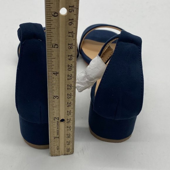 XYD Blue Open Toe Strappy Low Block Heel Ankle Strap Buckle Sandal - Picture 6 of 9